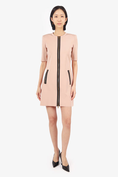 gucci pink mini dress Gucci Blush Pink/Black Knit Front Zip Short Sleeve Mini Dress Size L – Mine  & Yours