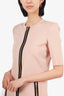 Gucci Blush Pink/Black Knit Front Zip Short Sleeve Mini Dress Size Large