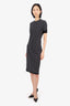 Fendi Grey Knit Zucca Print Short-Sleeve Midi Dress Size 42