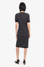 Fendi Grey Knit Zucca Print Short-Sleeve Midi Dress Size 42