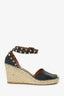 Valentino Black Rockstud Ankle Wrap Wedge Espadrilles Size 38