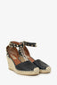 Valentino Black Rockstud Ankle Wrap Wedge Espadrilles Size 38