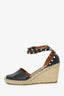 Valentino Black Rockstud Ankle Wrap Wedge Espadrilles Size 38