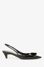 Prada Black Leather Folded Strap Slingback Pumps Size 38