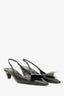 Prada Black Leather Folded Strap Slingback Pumps Size 38