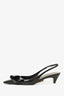 Prada Black Leather Folded Strap Slingback Pumps Size 38