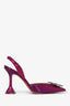 Amina Muaddi Purple Begum Leather Slingback Pumps Size 38.5