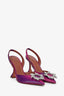 Amina Muaddi Purple Begum Leather Slingback Pumps Size 38.5