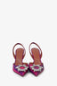 Amina Muaddi Purple Begum Leather Slingback Pumps Size 38.5