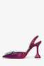 Amina Muaddi Purple Begum Leather Slingback Pumps Size 38.5