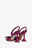 Amina Muaddi Purple Begum Leather Slingback Pumps Size 38.5