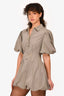 Jonathan Simkhai Saje Green Cotton Puff Sleeve Mini Dress Size 0