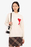 Ami Wool White Wool Logo Turtle Neck Sweater Size X-Small