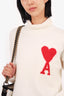 Ami Wool White Wool Logo Turtle Neck Sweater Size X-Small