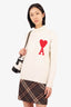 Ami Wool White Wool Logo Turtle Neck Sweater Size X-Small