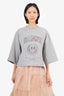 Ganni Grey Long-Sleeve Smiley Face Sweater Size Small/Medium