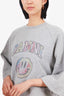Ganni Grey Long-Sleeve Smiley Face Sweater Size Small/Medium