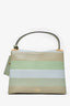 Valentino Green/ Light Blue Leather Striped Patch My Rockstud Top Handle Bag