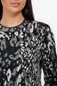 Saint Laurent Black/Grey Wool Blend Animal Print Crew Neck Sweater Size M
