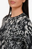 Saint Laurent Black/Grey Wool Blend Animal Print Crew Neck Sweater Size M