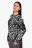 Saint Laurent Black/Grey Wool Blend Animal Print Crew Neck Sweater Size M