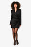 Misha Black Satin Wrap Shoulder Padded Mini Dress Size 6
