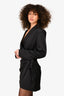Misha Black Satin Wrap Shoulder Padded Mini Dress Size 6