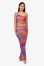 Camila Coelho Orange/Blue Mesh Cut-Out Dress Size XXS