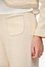 Sandro Cream Tweed Pearl Trimmed Trousers Size 38