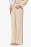 Sandro Cream Tweed Pearl Trimmed Trousers Size 38