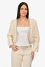 Sandro Cream Tweed Pearl Trimmed Jacket Size 42