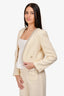 Sandro Cream Tweed Pearl Trimmed Jacket Size 42