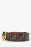 Fendi Brown Leather FF Embossed Belt Size 65/25.5