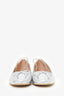 Stuart Weitzman Silver Leather 'Gabby' Ballet Flats Size 36