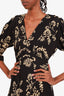 Ba&sh Black/Tan Floral Pattern Midi Dress Size 2