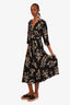 Ba&sh Black/Tan Floral Pattern Midi Dress Size 2