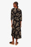 Ba&sh Black/Tan Floral Pattern Midi Dress Size 2