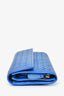 Bottega Veneta Blue Leather Intrecciato Long Wallet (As Is)