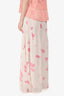 Ganni White/Pink Floral Pleated Maxi Skirt Size 38