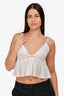 For Love & Lemons White Cropped Tank Top Size S