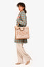 Fendi Brown/ White Leather/Canvas FF Zucca Sunshine Shopping Tote With Strap