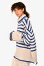 Toteme Cream/Blue Wool Blend Striped Turtleneck Sweater Size XL