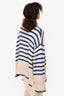 Toteme Cream/Blue Wool Blend Striped Turtleneck Sweater Size XL