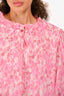 Ganni Pink/White Pleated Tie Top Size 40