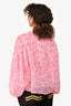 Ganni Pink/White Pleated Tie Top Size 40