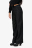 Valentino Jeans Black Linen Wide Leg Pants Size 42