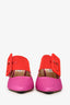 Attico Pink/Red Fabric Buckle Detailed Pointed Toe Mules Size 38.5
