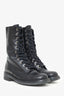 Pre-Loved Chanel™ Black Leather Combat Lace Up Mid Calf Boots Size 38