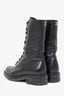 Pre-Loved Chanel™ Black Leather Combat Lace Up Mid Calf Boots Size 38