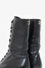 Pre-Loved Chanel™ Black Leather Combat Lace Up Mid Calf Boots Size 38